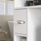 Mueble de almacenamiento sobre inodoro, organizador de baño moderno sobre inodoro con 2 puertas, portarrollos de papel higiénico, ahorrador de espacio independiente