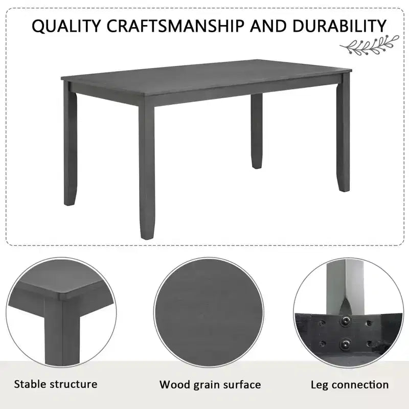 Mesa de comedor con banco y sillas, Mesa de comedor de madera para 6 personas, Mesa de comedor moderna para 6 personas para comedor, cocina