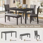 Mesa de comedor con banco y sillas, Mesa de comedor de madera para 6 personas, Mesa de comedor moderna para 6 personas para comedor, cocina