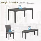 Mesa de comedor con banco y sillas, Mesa de comedor de madera para 6 personas, Mesa de comedor moderna para 6 personas para comedor, cocina