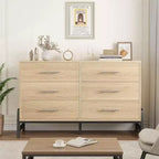 Cómoda con 6 cajones, mueble para TV, armario de almacenamiento de madera independiente con cajones anchos para sala de estar, dormitorio, recibidor