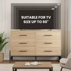 Cómoda con 6 cajones, mueble para TV, armario de almacenamiento de madera independiente con cajones anchos para sala de estar, dormitorio, recibidor