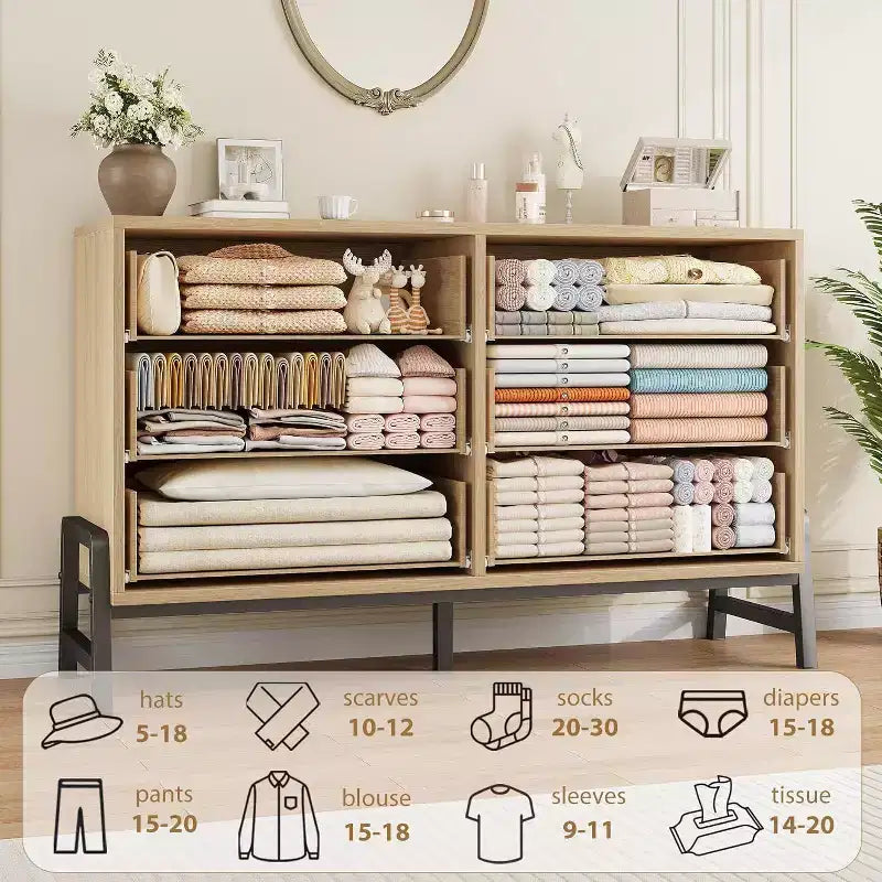 Cómoda con 6 cajones, mueble para TV, armario de almacenamiento de madera independiente con cajones anchos para sala de estar, dormitorio, recibidor