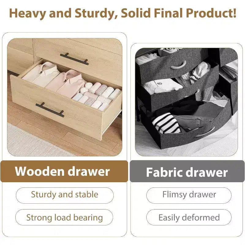 Cómoda con 6 cajones, mueble para TV, armario de almacenamiento de madera independiente con cajones anchos para sala de estar, dormitorio, recibidor