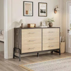Cómoda con 6 cajones, mueble para TV, armario de almacenamiento de madera independiente con cajones anchos para sala de estar, dormitorio, recibidor