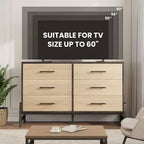 Cómoda con 6 cajones, mueble para TV, armario de almacenamiento de madera independiente con cajones anchos para sala de estar, dormitorio, recibidor