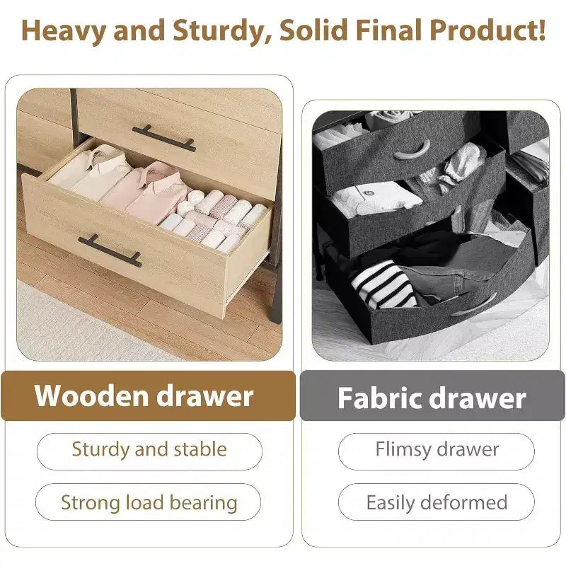 Cómoda con 6 cajones, mueble para TV, armario de almacenamiento de madera independiente con cajones anchos para sala de estar, dormitorio, recibidor