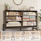 Cómoda con 6 cajones, mueble para TV, armario de almacenamiento de madera independiente con cajones anchos para sala de estar, dormitorio, recibidor