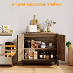 Aparador de ratán - con puertas de ratán, estantes ajustables, estilo bohemio, aparador para licores y café, para sala de estar, comedor, pasillo, cocina