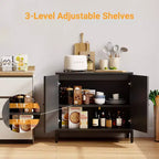 Aparador de ratán - con puertas de ratán, estantes ajustables, estilo bohemio, aparador para licores y café, para sala de estar, comedor, pasillo, cocina
