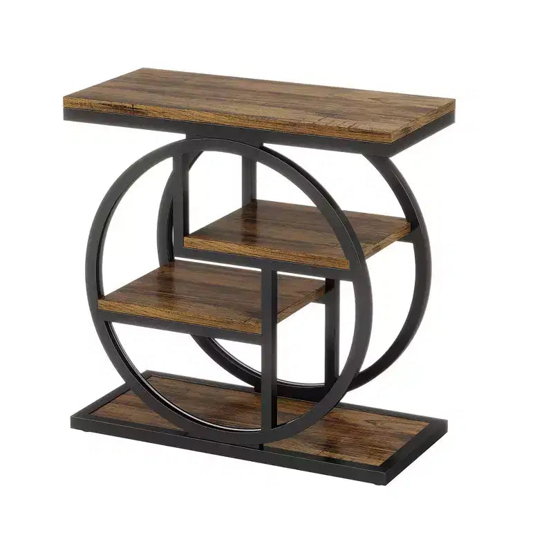 Mesa Auxiliar de Almacenamiento de 4 Niveles Fácil Montaje MDF Reforzado Estructura de Metal Resistente