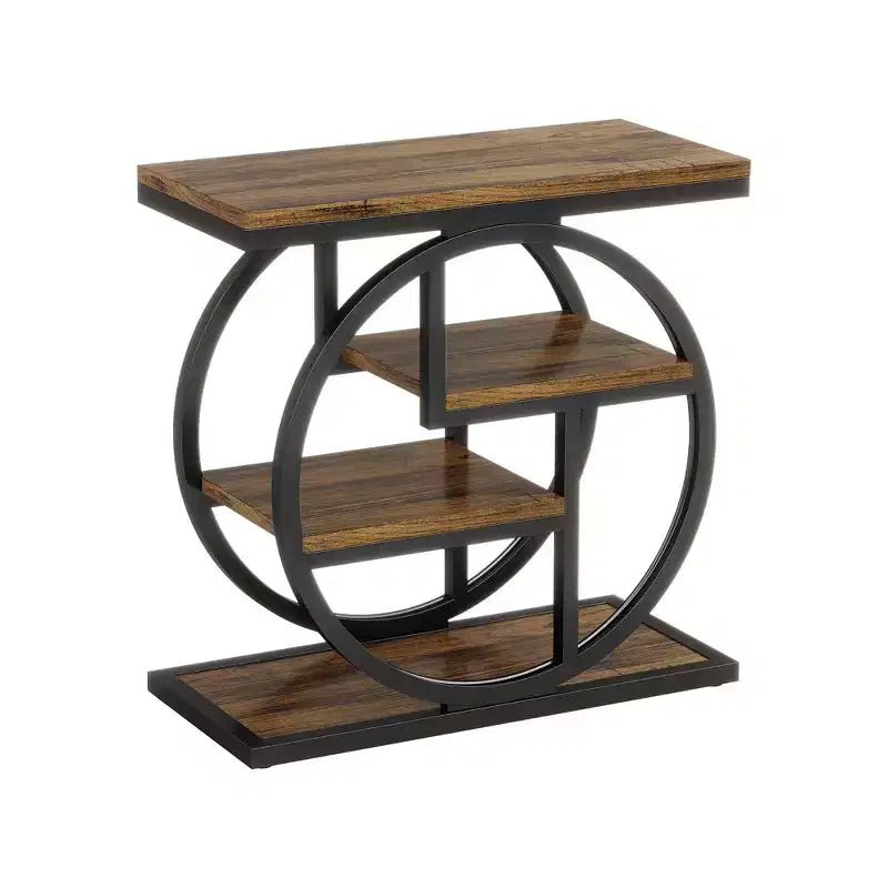 Mesa Auxiliar de Almacenamiento de 4 Niveles Fácil Montaje MDF Reforzado Estructura de Metal Resistente