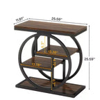 Mesa Auxiliar de Almacenamiento de 4 Niveles Fácil Montaje MDF Reforzado Estructura de Metal Resistente