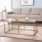 Mesa de cóctel contemporánea con superficie de cristal - Champaña