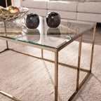 Mesa de cóctel contemporánea con superficie de cristal - Champaña