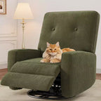 Sillón reclinable giratorio de 360° para adultos, mecedora deslizante para sala de estar, dormitorio, oficina, lino