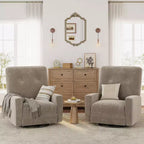 Sillón reclinable giratorio de 360° para adultos, mecedora deslizante para sala de estar, dormitorio, oficina, lino