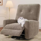 Sillón reclinable giratorio de 360° para adultos, mecedora deslizante para sala de estar, dormitorio, oficina, lino