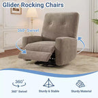 Sillón reclinable giratorio de 360° para adultos, mecedora deslizante para sala de estar, dormitorio, oficina, lino