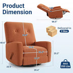 Sillón reclinable giratorio de 360° para adultos, mecedora deslizante para sala de estar, dormitorio, oficina, lino