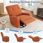 Sillón reclinable giratorio de 360° para adultos, mecedora deslizante para sala de estar, dormitorio, oficina, lino