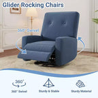 Sillón reclinable giratorio de 360° para adultos, mecedora deslizante para sala de estar, dormitorio, oficina, lino