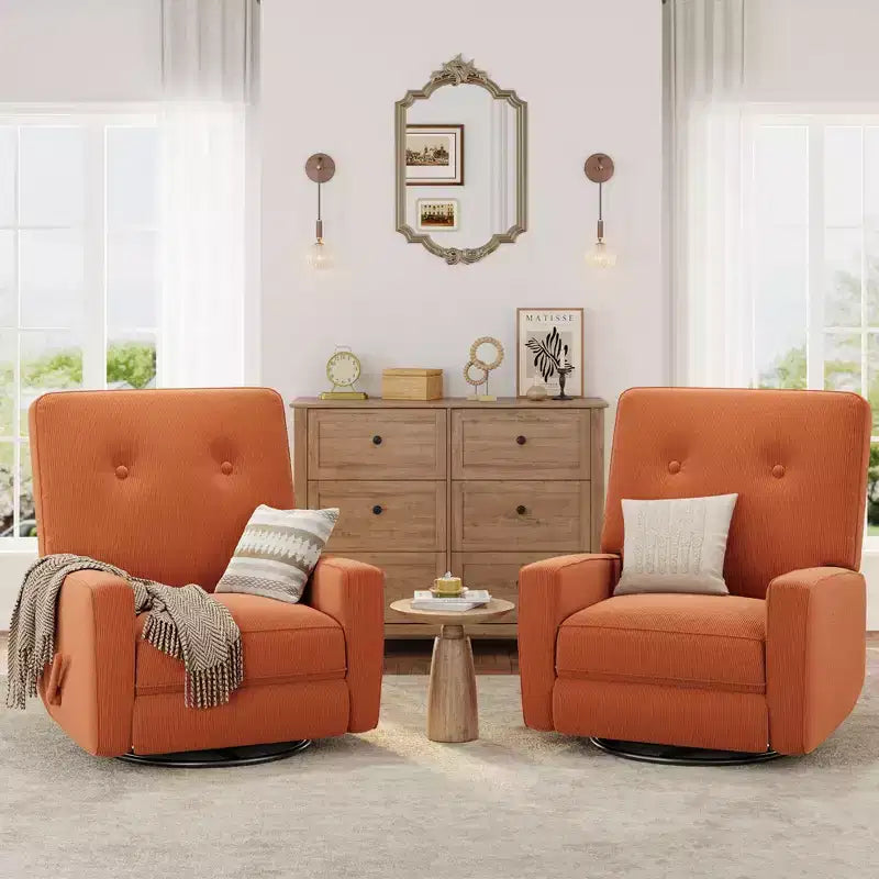 Sillón reclinable giratorio de 360° para adultos, mecedora deslizante para sala de estar, dormitorio, oficina, lino
