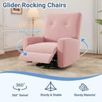 Sillón reclinable giratorio de 360° para adultos, mecedora deslizante para sala de estar, dormitorio, oficina, lino