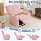 Sillón reclinable giratorio de 360° para adultos, mecedora deslizante para sala de estar, dormitorio, oficina, lino