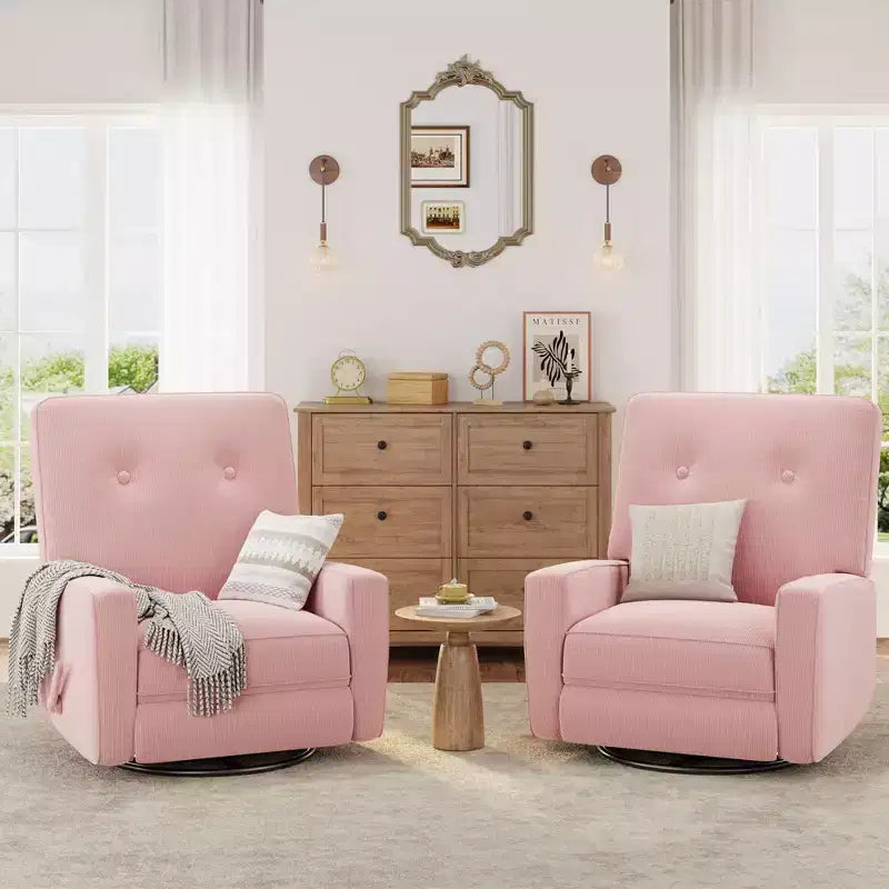 Sillón reclinable giratorio de 360° para adultos, mecedora deslizante para sala de estar, dormitorio, oficina, lino