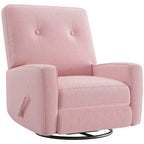 Sillón reclinable giratorio de 360° para adultos, mecedora deslizante para sala de estar, dormitorio, oficina, lino