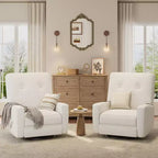 Sillón reclinable giratorio de 360° para adultos, mecedora deslizante para sala de estar, dormitorio, oficina, lino