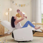 Sillón reclinable giratorio de 360° para adultos, mecedora deslizante para sala de estar, dormitorio, oficina, lino