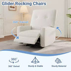 Sillón reclinable giratorio de 360° para adultos, mecedora deslizante para sala de estar, dormitorio, oficina, lino