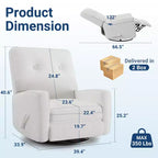 Sillón reclinable giratorio de 360° para adultos, mecedora deslizante para sala de estar, dormitorio, oficina, lino