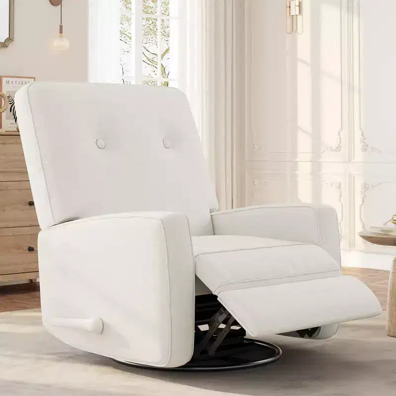 Sillón reclinable giratorio de 360° para adultos, mecedora deslizante para sala de estar, dormitorio, oficina, lino
