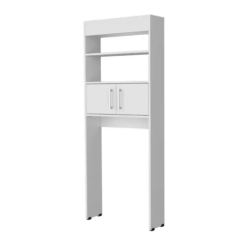 Armario de Baño Blanco de 2 Puertas para Colocar Sobre el Inodoro | Estante de Almacenamiento | Diseño que Ahorra Espacio