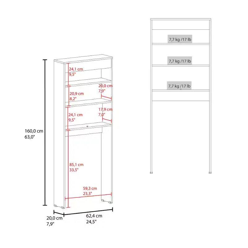 Armario de Baño Blanco de 2 Puertas para Colocar Sobre el Inodoro | Estante de Almacenamiento | Diseño que Ahorra Espacio