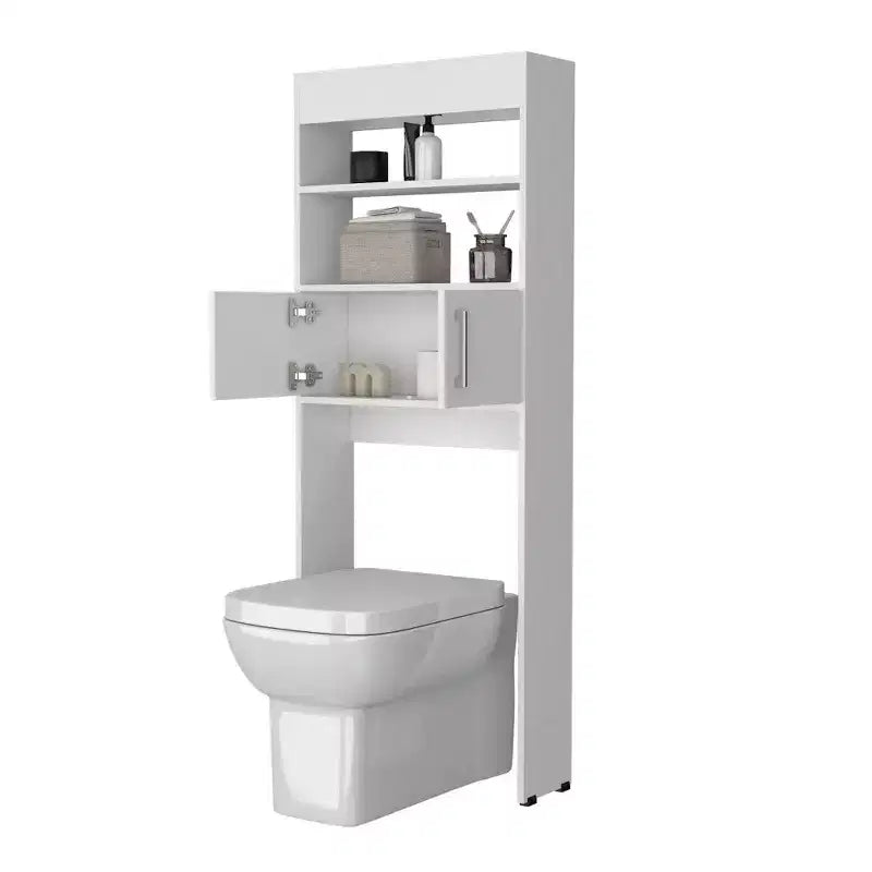 Armario de Baño Blanco de 2 Puertas para Colocar Sobre el Inodoro | Estante de Almacenamiento | Diseño que Ahorra Espacio