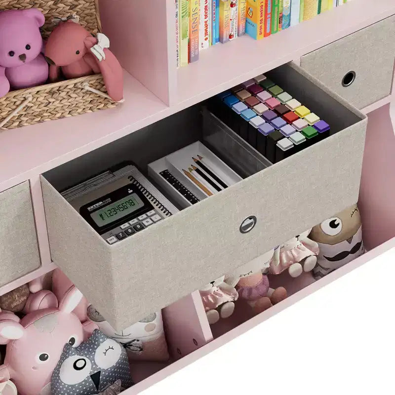 Organizador de almacenamiento de juguetes de 3 niveles con cajones y 4 cubículos - Librería infantil independiente para sala de juegos, guardería, jardín de infancia