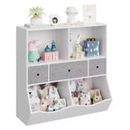 Organizador de almacenamiento de juguetes de 3 niveles con cajones y 4 cubículos - Librería infantil independiente para sala de juegos, guardería, jardín de infancia