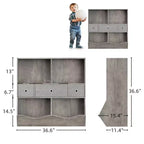 Organizador de almacenamiento de juguetes de 3 niveles con cajones y 4 cubículos - Librería infantil independiente para sala de juegos, guardería, jardín de infancia