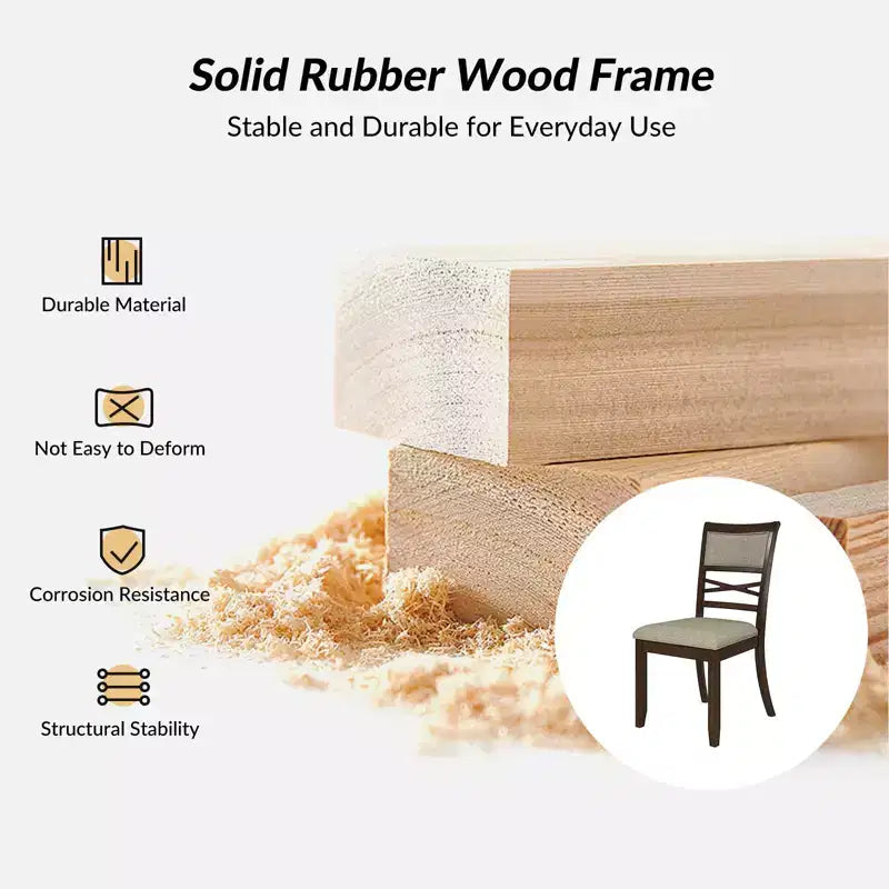 Silla de comedor clásica con estructura de madera maciza, nogal