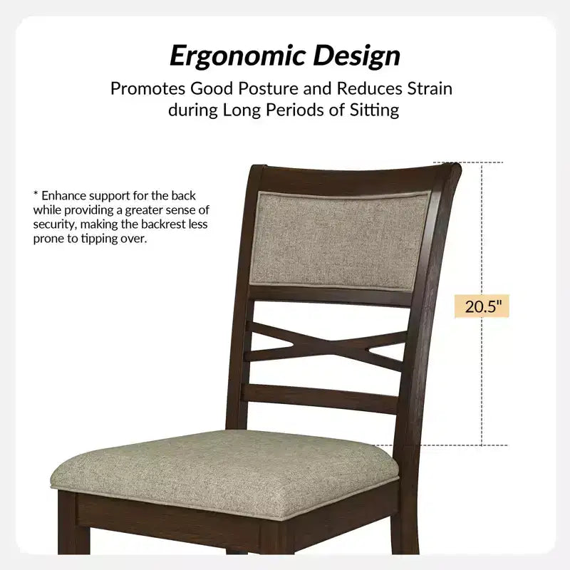Silla de comedor clásica con estructura de madera maciza, nogal