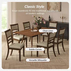 Silla de comedor clásica con estructura de madera maciza, nogal