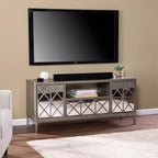 Mueble de TV/multimedia con almacenamiento - Plateado