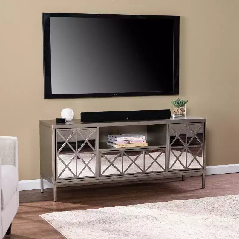 Mueble de TV/multimedia con almacenamiento - Plateado