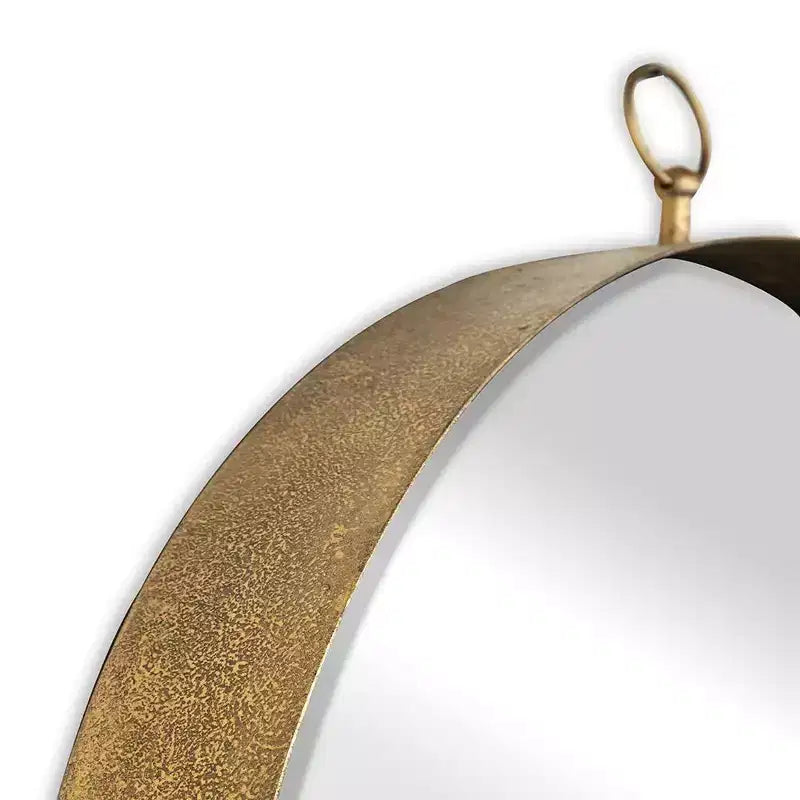 Espejo decorativo redondo de 28 pulgadas, con marco de hierro dorado