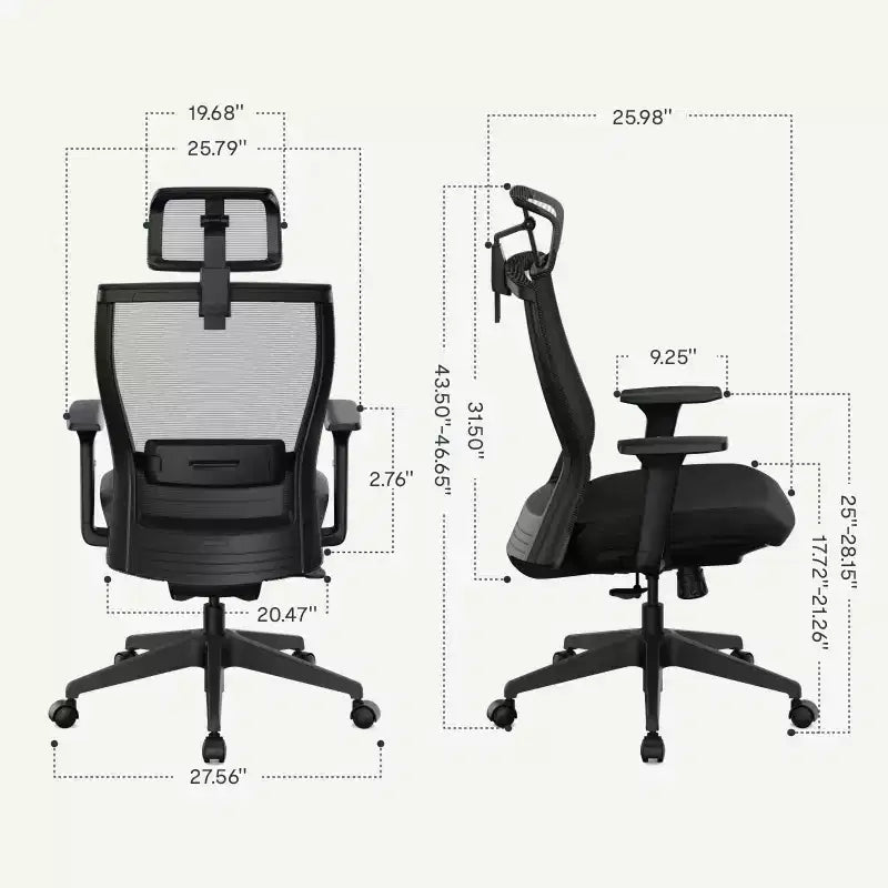 Silla de oficina ergonómica estándar C4, cojín de asiento de espuma, negro