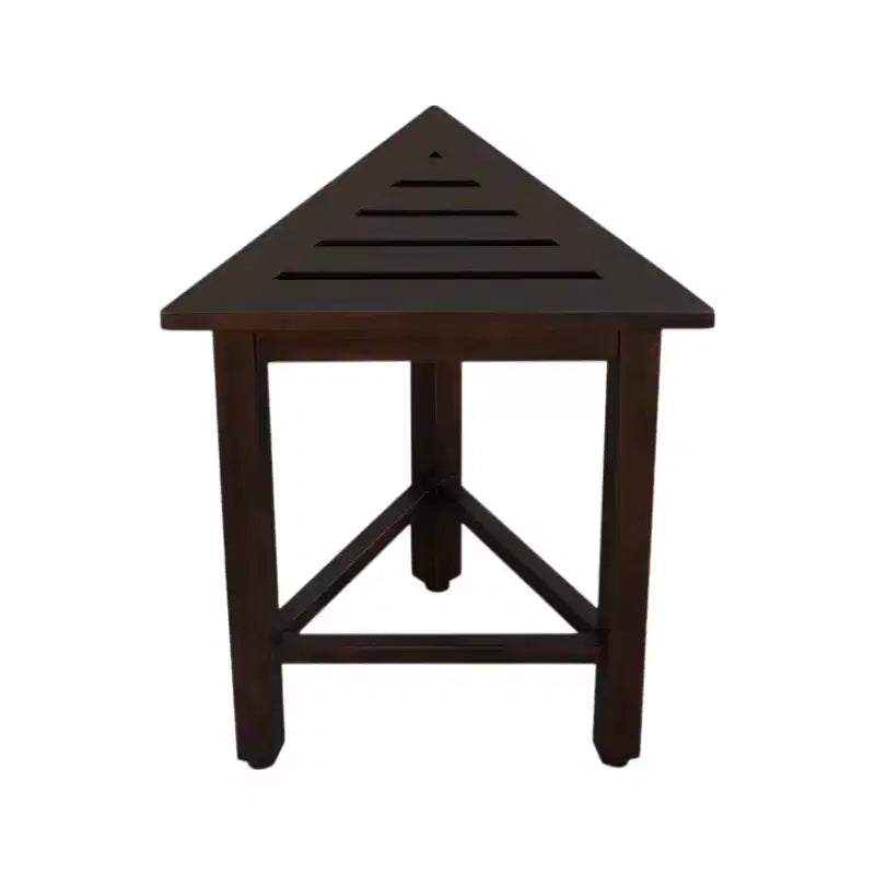 17 Banco esquinero de ducha de teca color marrón oscuro